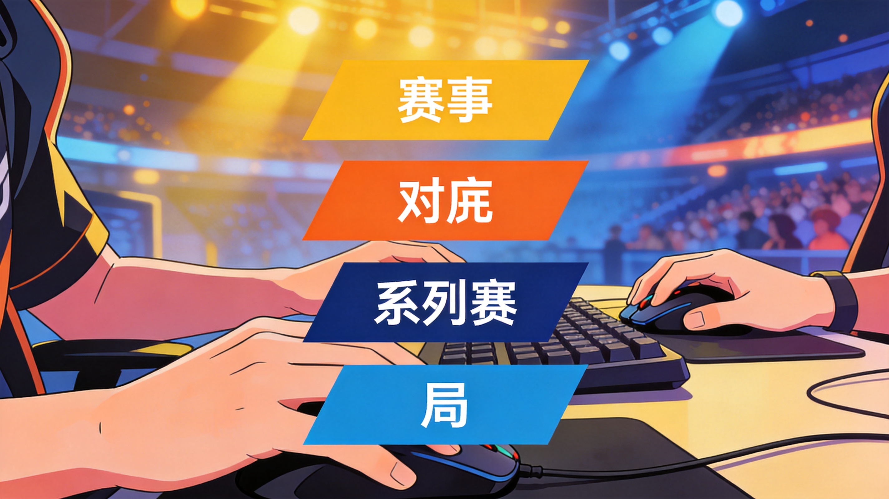 电竞数据层级示意图：赛事、对阵、系列赛与单局四层结构自上而下排列